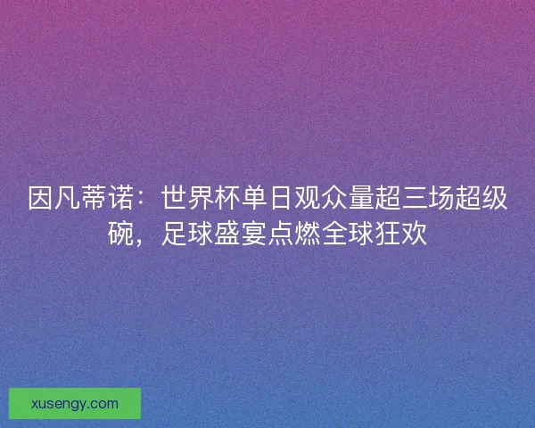 因凡蒂诺：世界杯单日观众量超三场超级碗，足球盛宴点燃全球狂欢