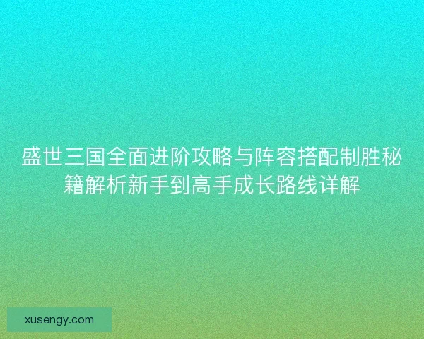 盛世三国全面进阶攻略与阵容搭配制胜秘籍解析新手到高手成长路线详解
