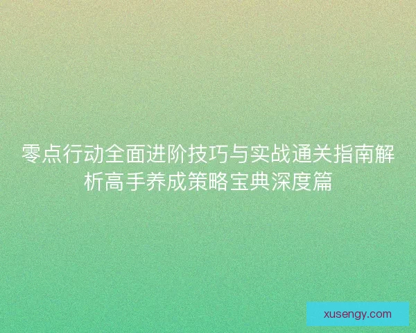 零点行动全面进阶技巧与实战通关指南解析高手养成策略宝典深度篇