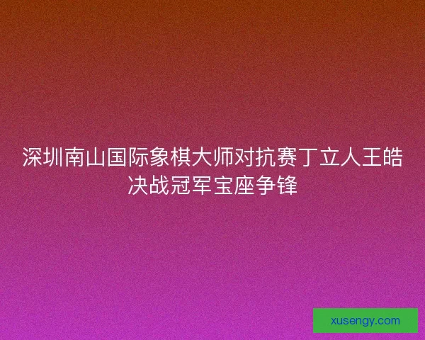 深圳南山国际象棋大师对抗赛丁立人王皓决战冠军宝座争锋